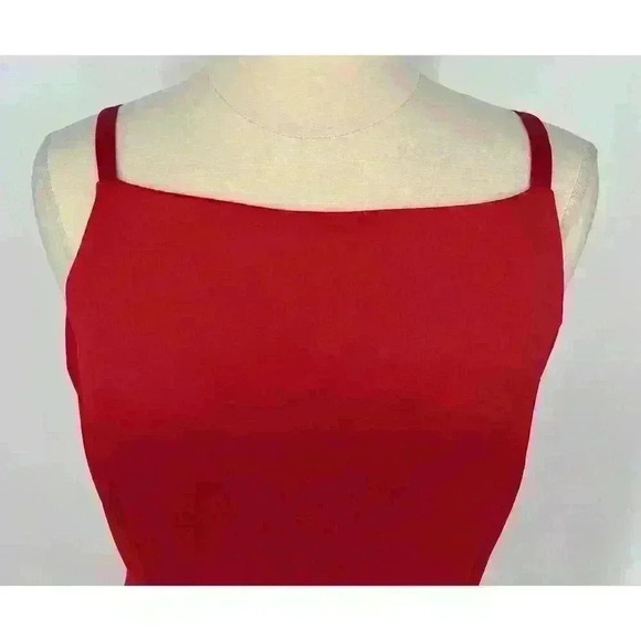 Vintage 90s Rhapsody Red Satin Maxi Dress Gown Size 12 Minimalist Prom HoCo - Picture 2 of 14